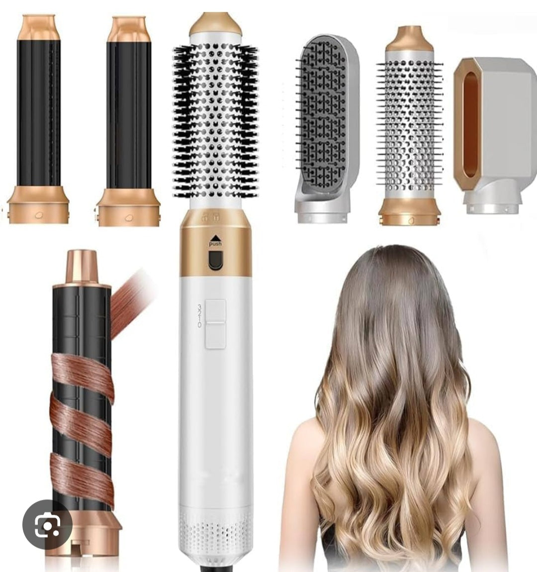 5 in 1 hair styling tool in white and gold