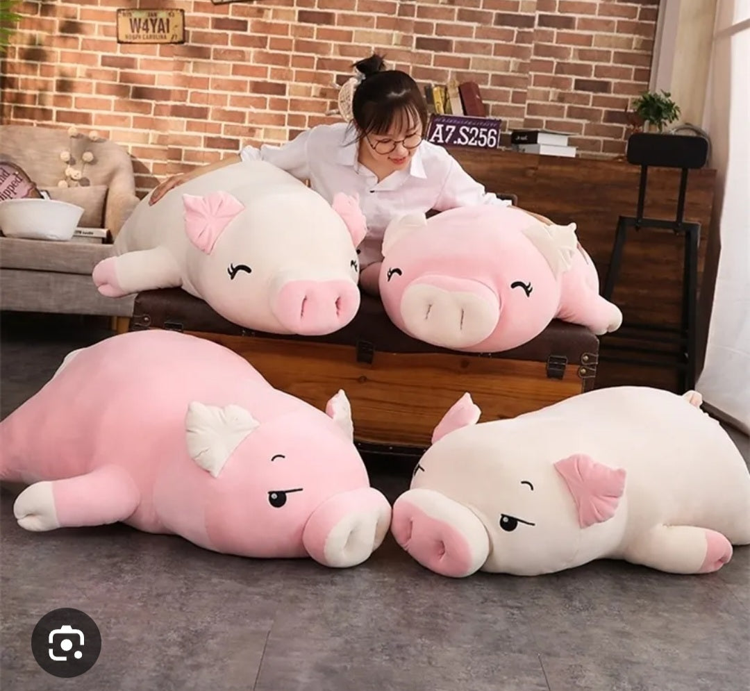 Big cute kawaii stuffed animal sleeping pig plush