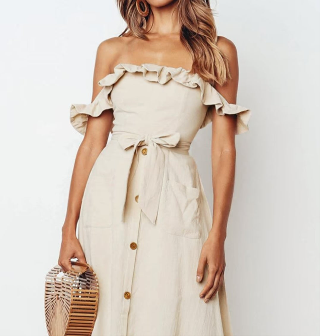 Cupshe cotton off shoulder midi dress