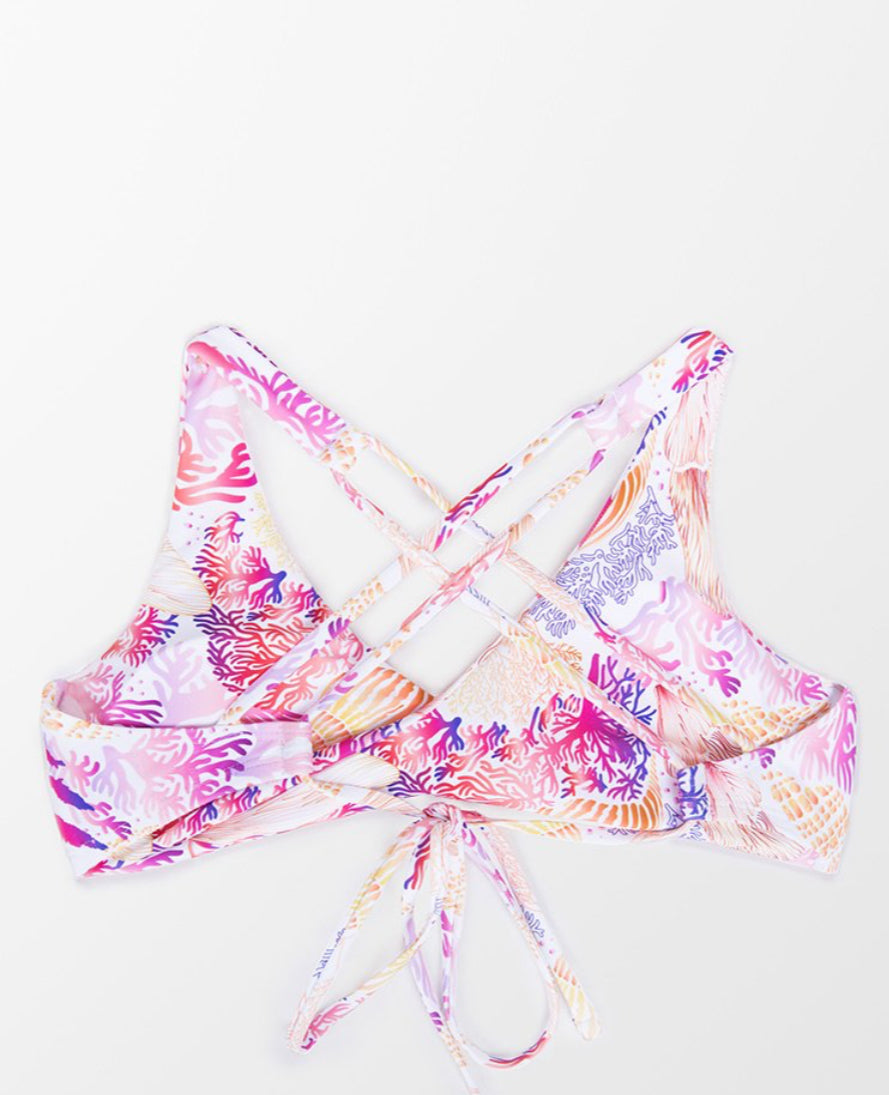 CUPSHE Women’s Octavia Coral Print Twist Bikini Top