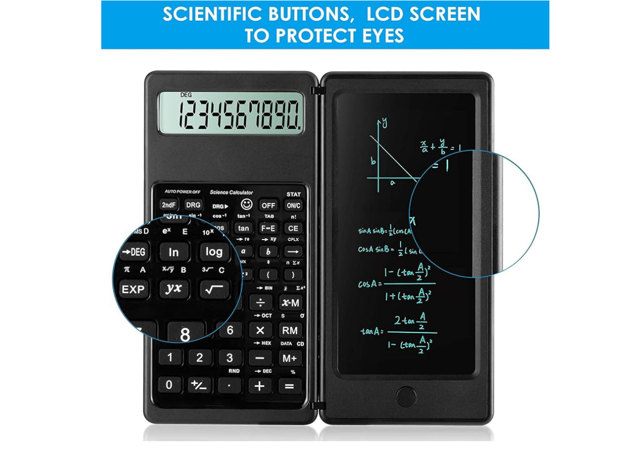 Scientific Calculators for Students, 10-Digit Large Screen, Math Calculator with Notepad, Classroom Must Haves for Middle High School Supplies & College (Black)