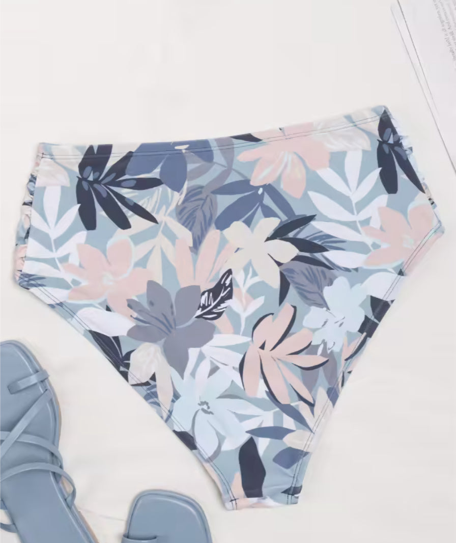 CUPSHE Tropical Ruched Plus Size Bikini Bottom