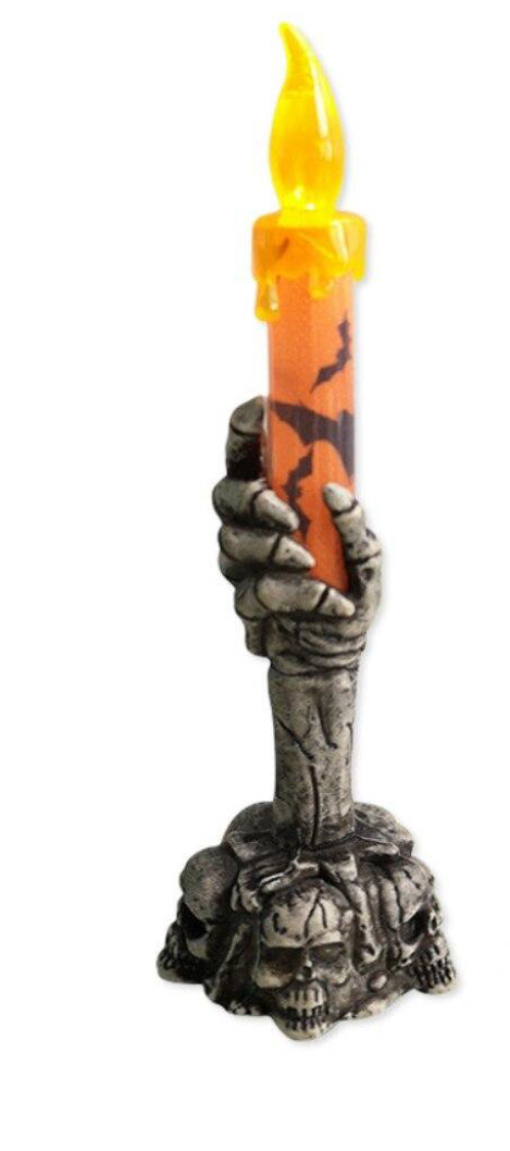 Skeleton Hand Candle Light Halloween Skull Candle Holder Light Halloween Candles Lighted Lamp Skeleton Ghost Hand Orange