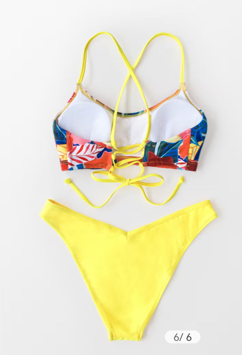 CUPSHE Bright Floral Print Bikini