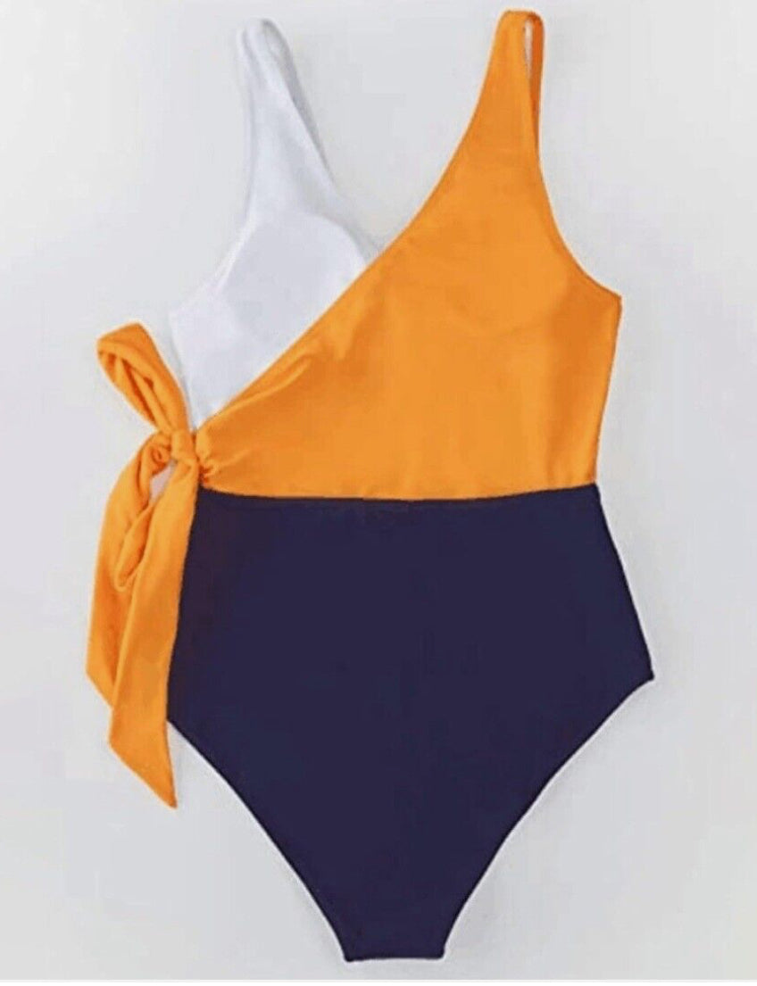 CUPSHE Women's One Piece Swimsuit Wrap Color Block Tie Side Bathing Suit