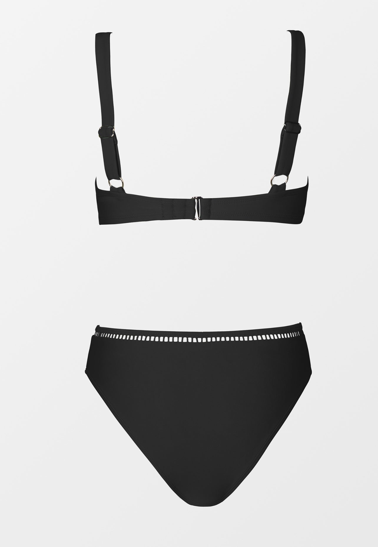 CUPSHE Seaside Holiday Ladder Trim Black Bralette and Hipster Bikini Set