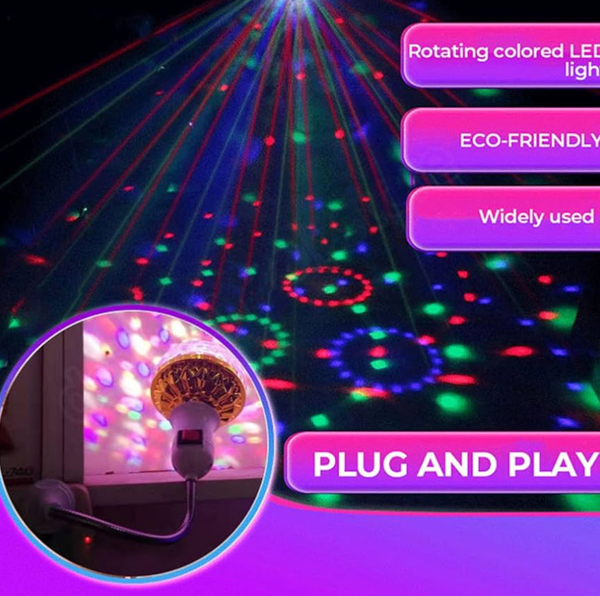 Colorful Rotating Magic Ball Light, Party Lights Disco Ball, Mirror Disco Ball Shape Bulb, Magic Rotating Ball Light Bulb with Sockets for Home Party Music Themed Bar