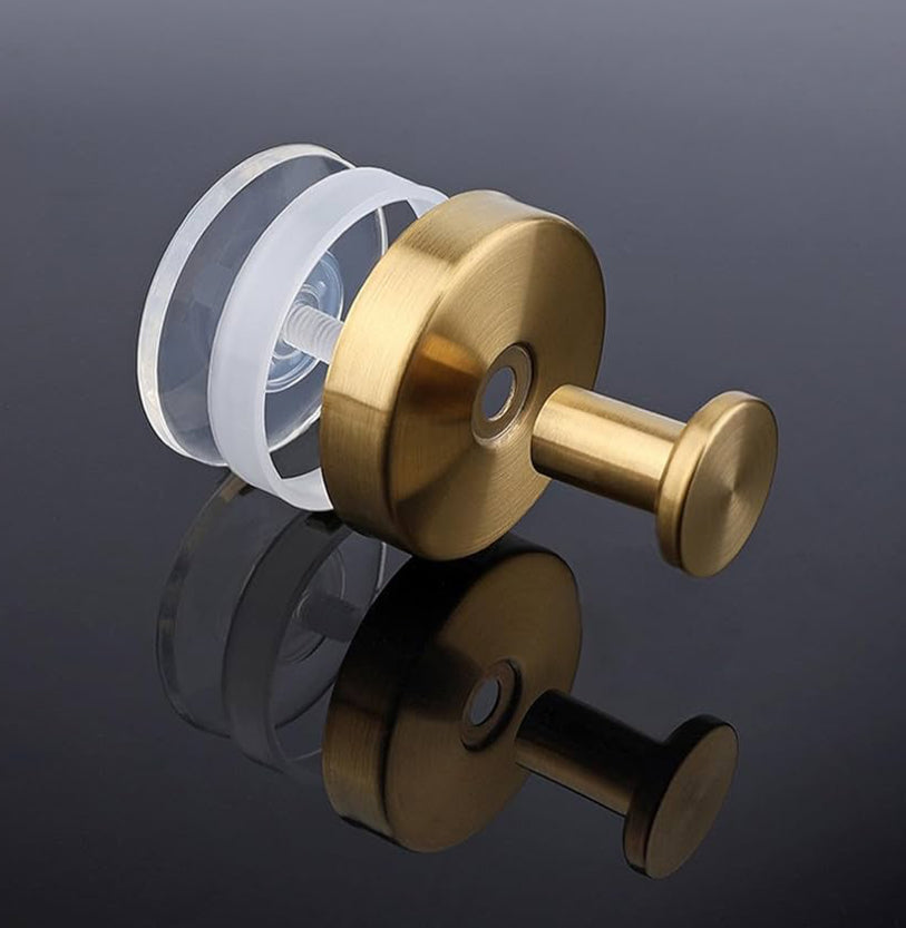 Suction Cup Hooks for Shower, 4 Pack Hold No-Drill Hook Stainless Steel Waterproof Suction Cup Hooks for Shower Bathroom Kitchens (Gold)