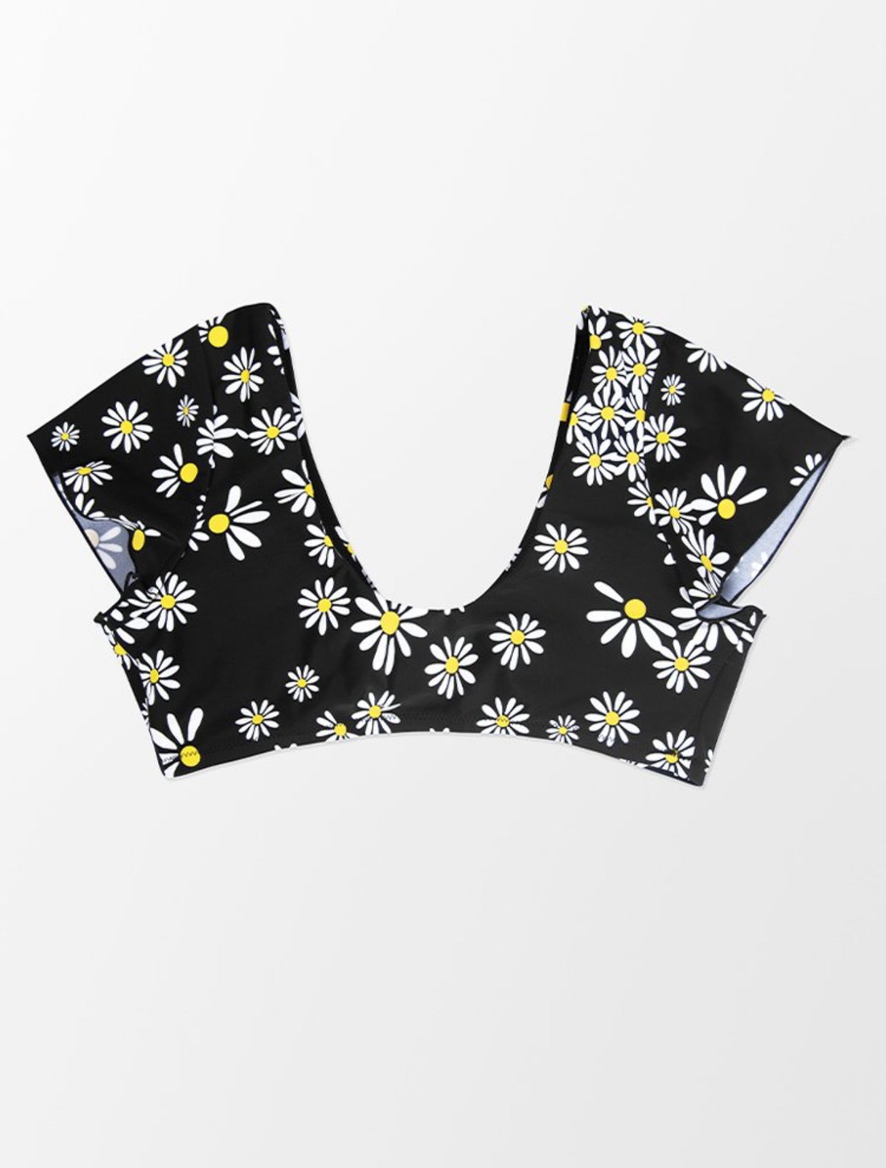 Plus Size Ditsy Short Sleeve Bikini Top with Bunny Tie