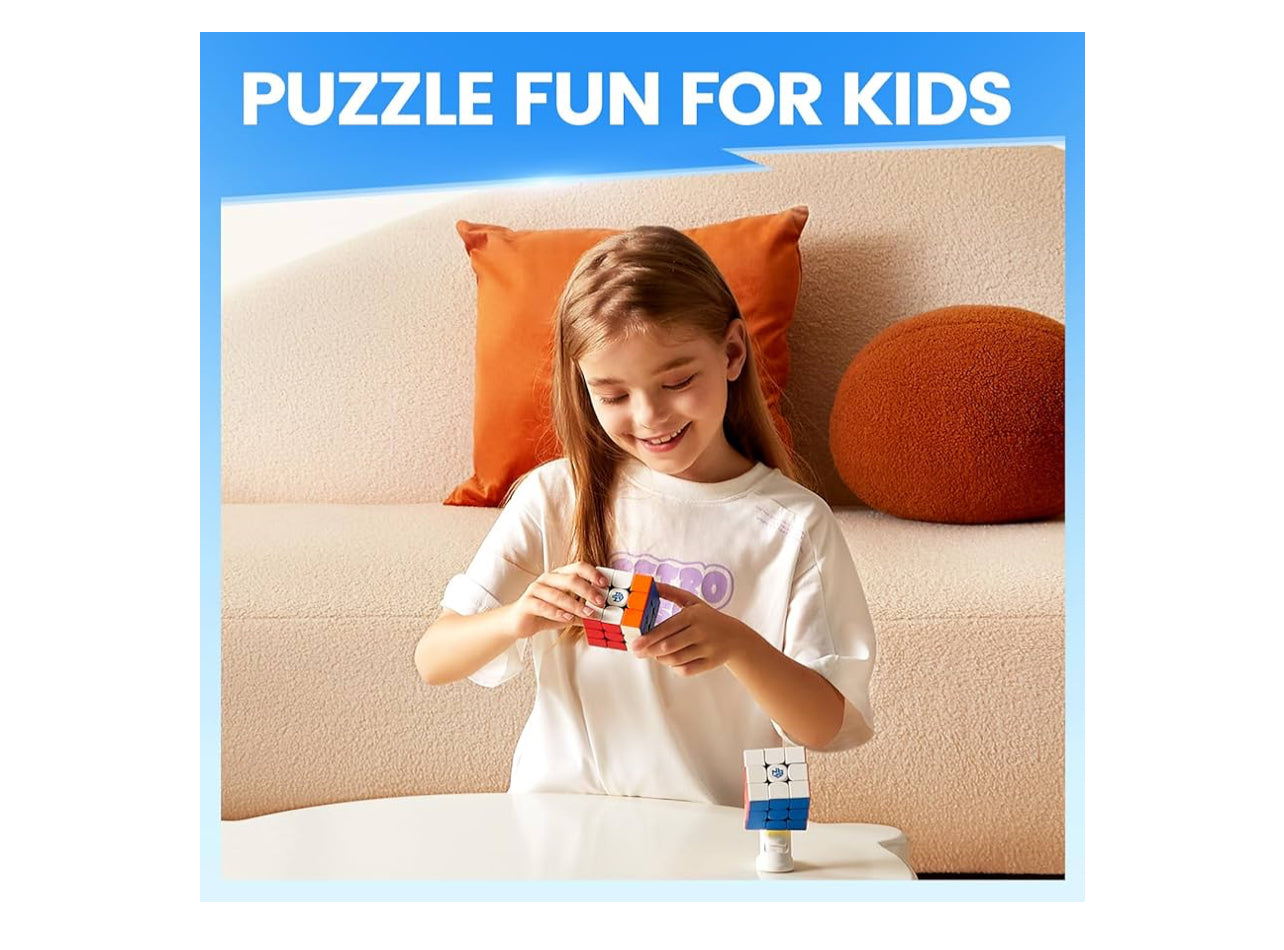 GAN 356 M, 3x3 Magnetic Speed Cube Stickerless for Kids Teens Beginners Travel Games