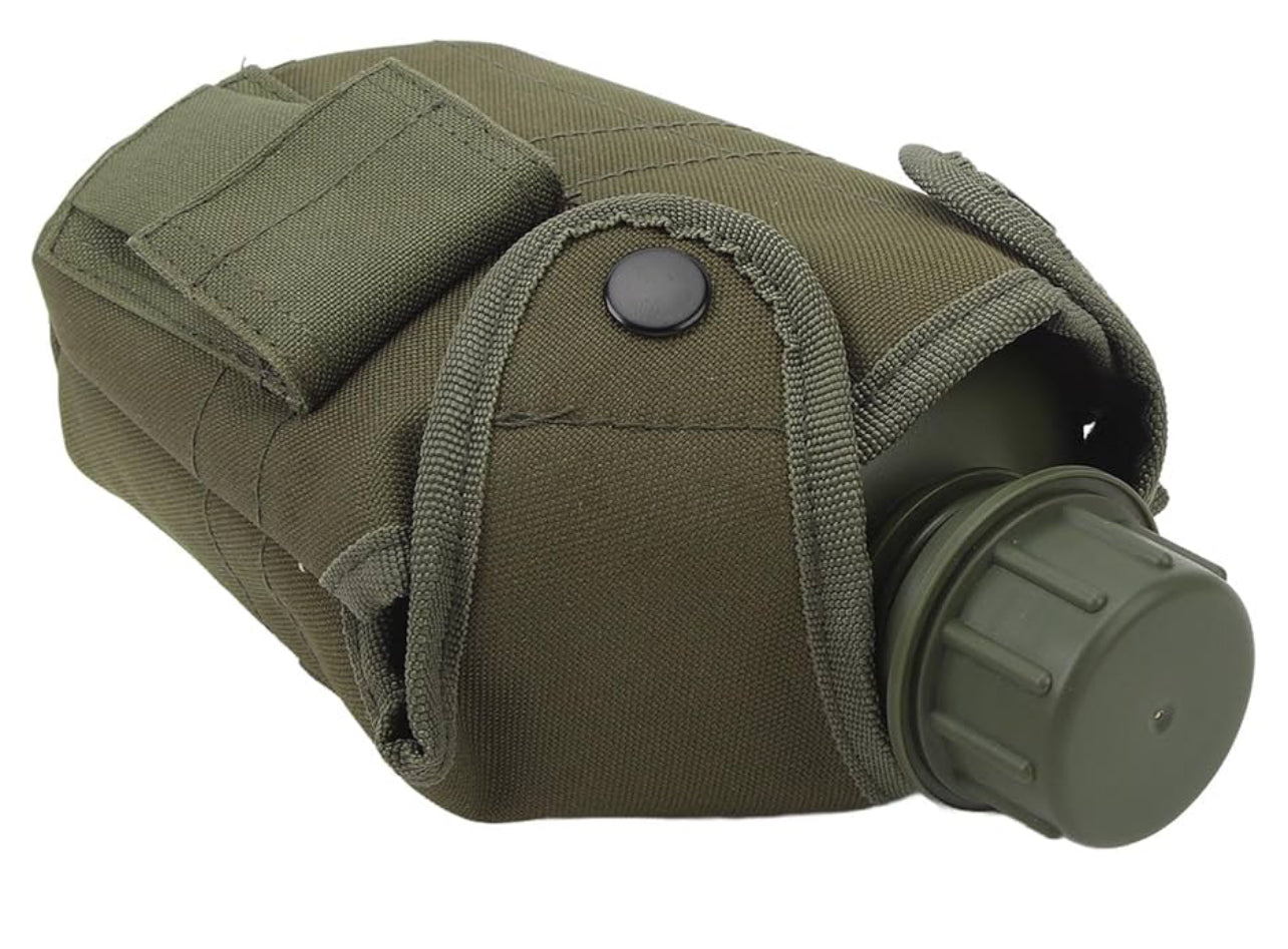 Portable Water Canteen, 1L Large Capacity Canteen with Cover and Cup Leak Proof Wide Mouth Portable Canteens for Outdoor Gym Hiking Travel