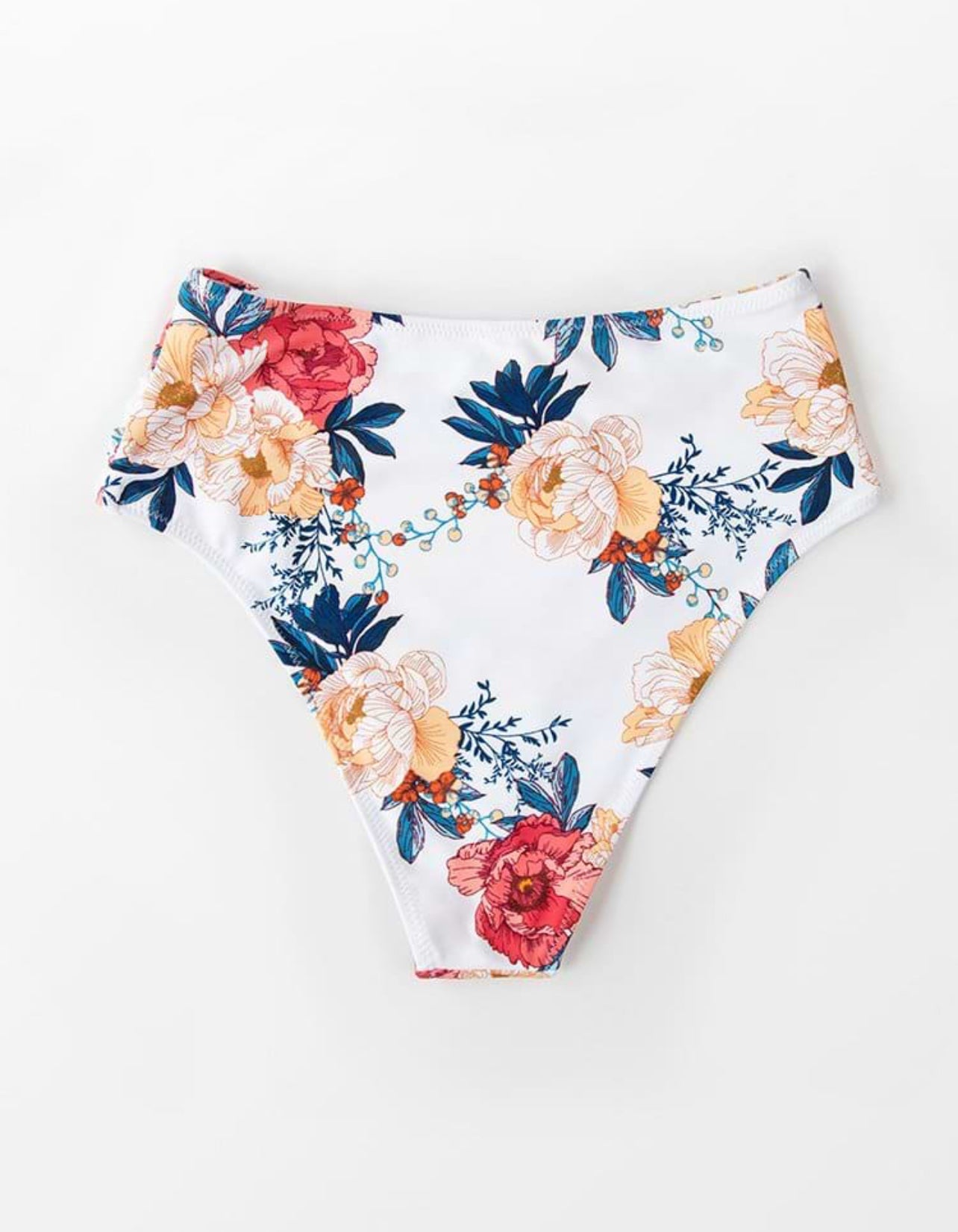 CUPSHE high-waisted bikini bottoms with floral pattern