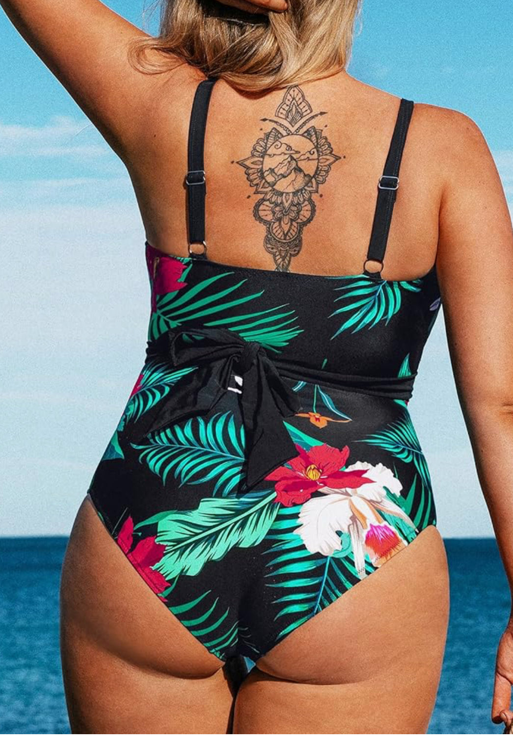 CUPSHE Floral Crisscross Wrap Plus One Piece Swimsuit