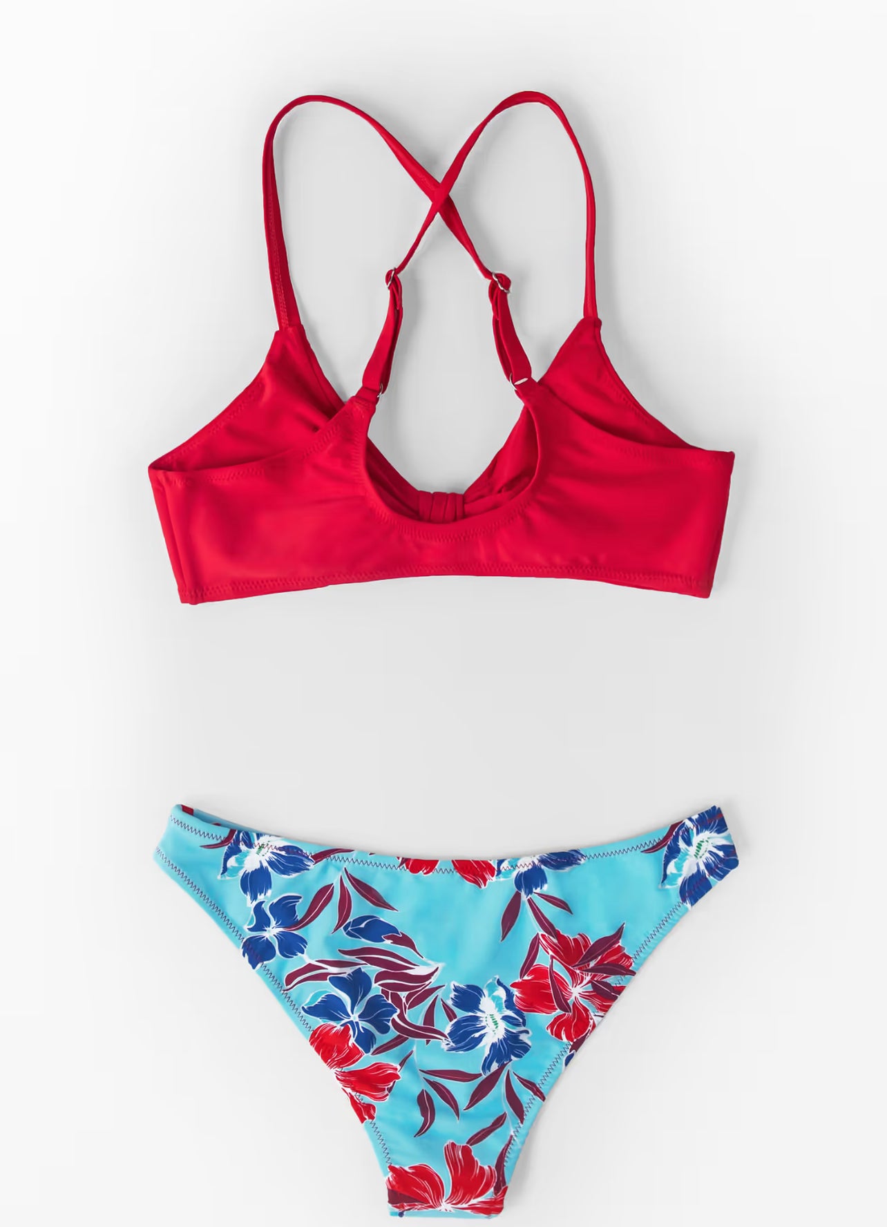 CUPSHE Red and Floral Print Low Rise Bikini