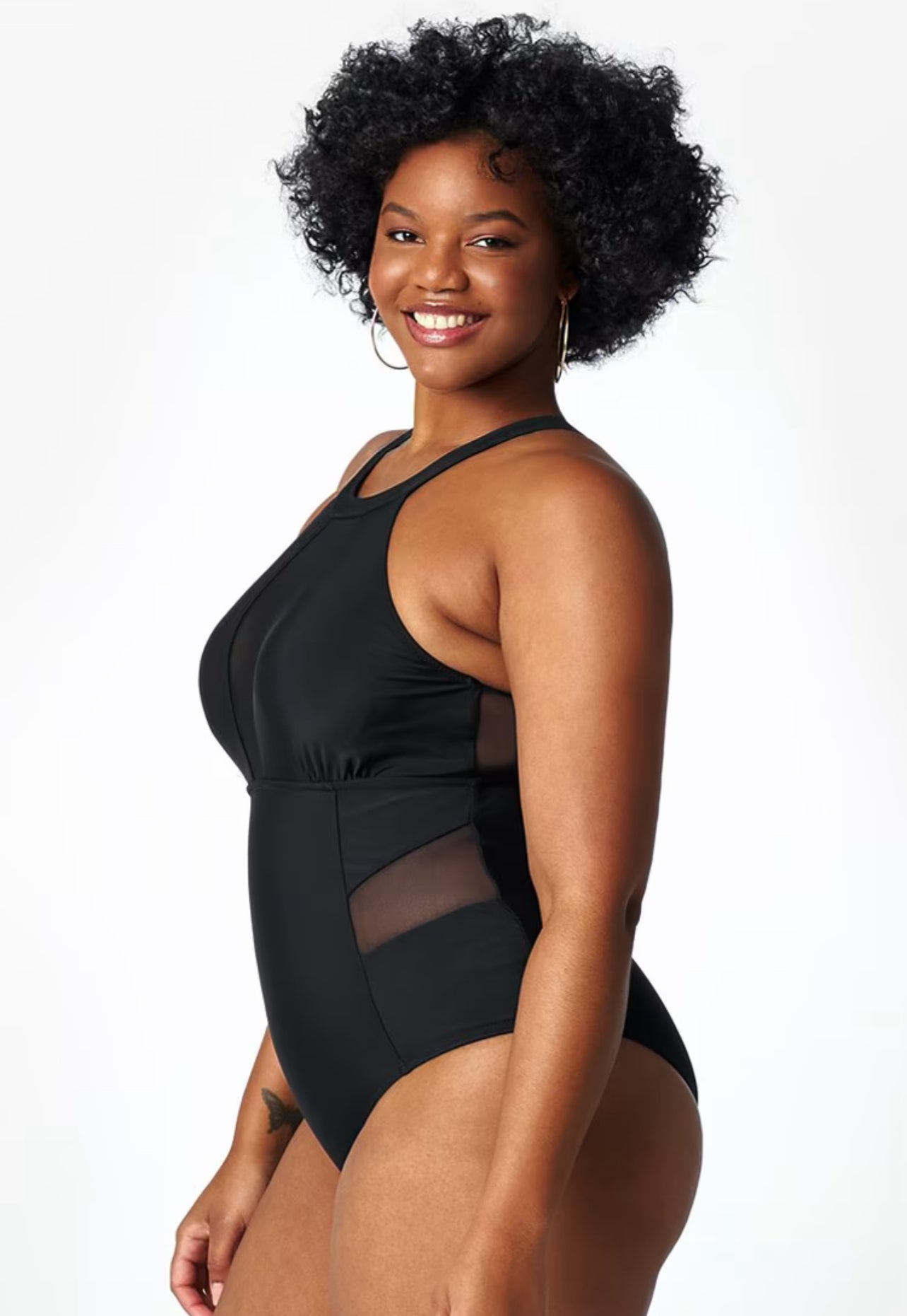 CUPSHE High Neck Mesh Plus Size One Piece Swimsuit