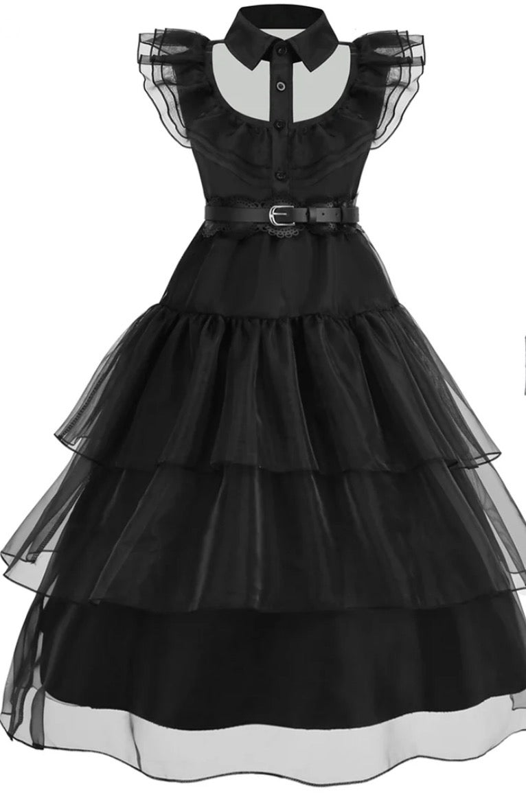 Wednesday Addams Costume Girls Dress for Kids Black
