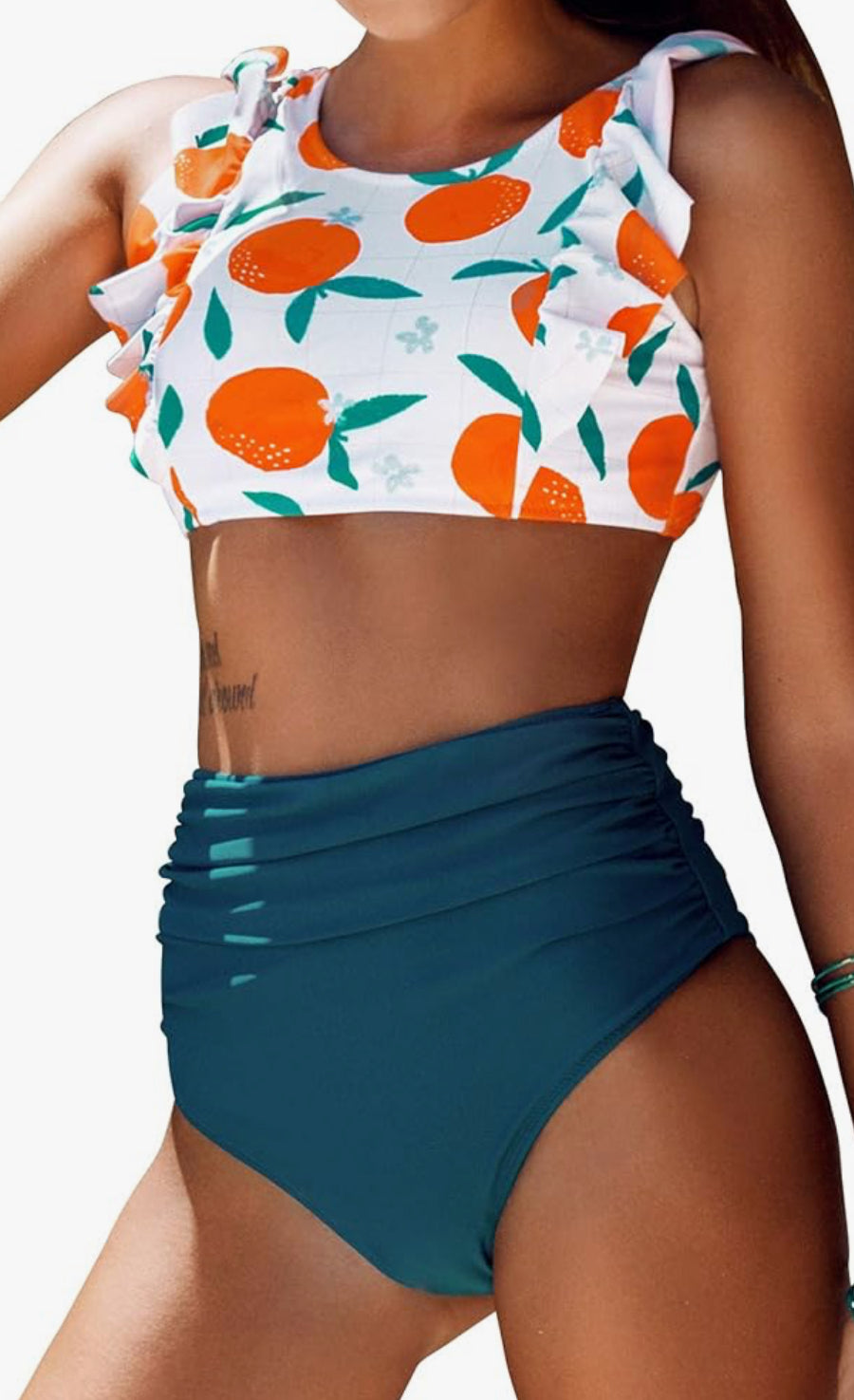 CUPSHE Women's High Waisted Ruffle Ruched Bikini Sets