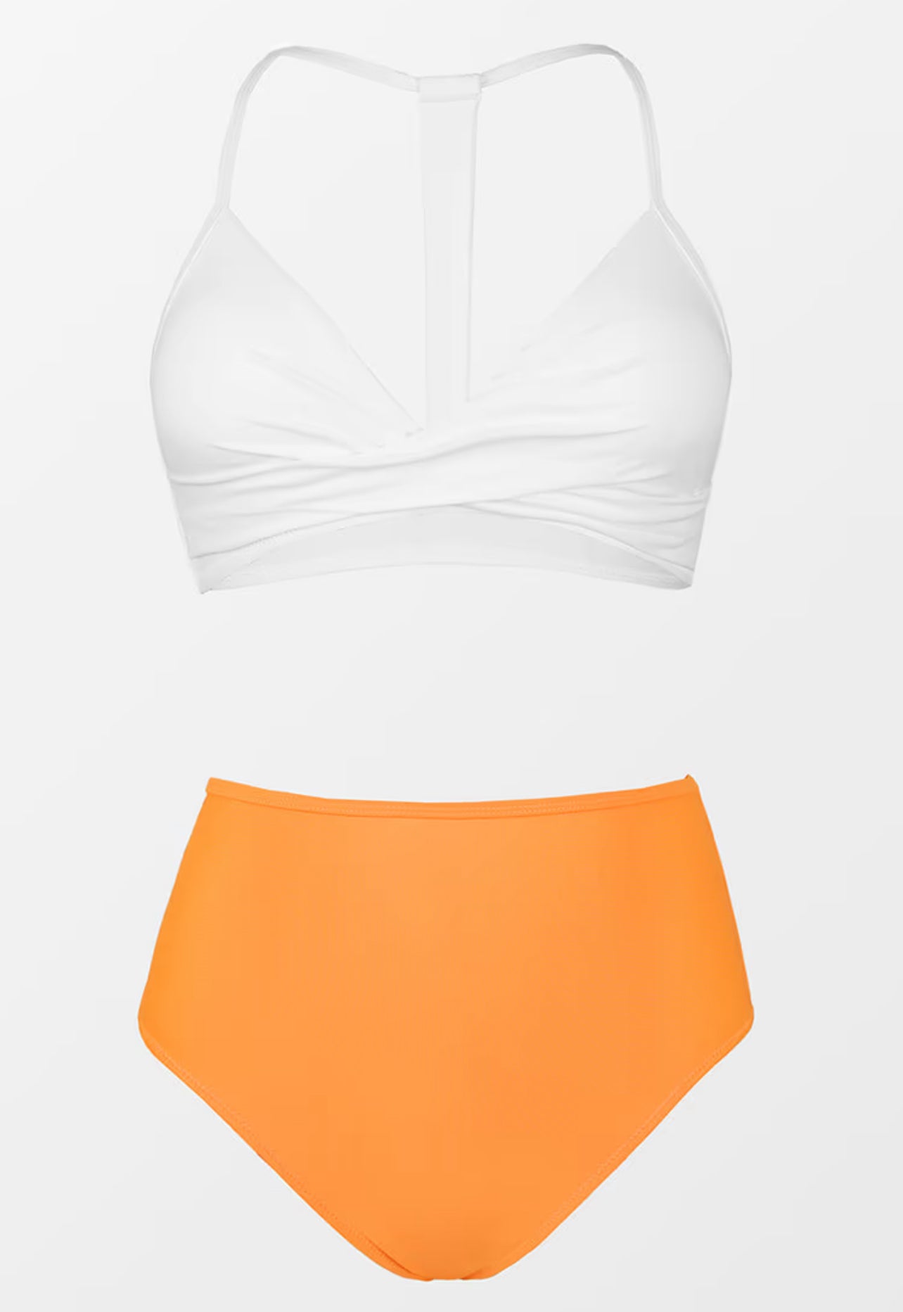 Women’s CUPSHE Solid White Bikini with Orange High Waisted Bottom