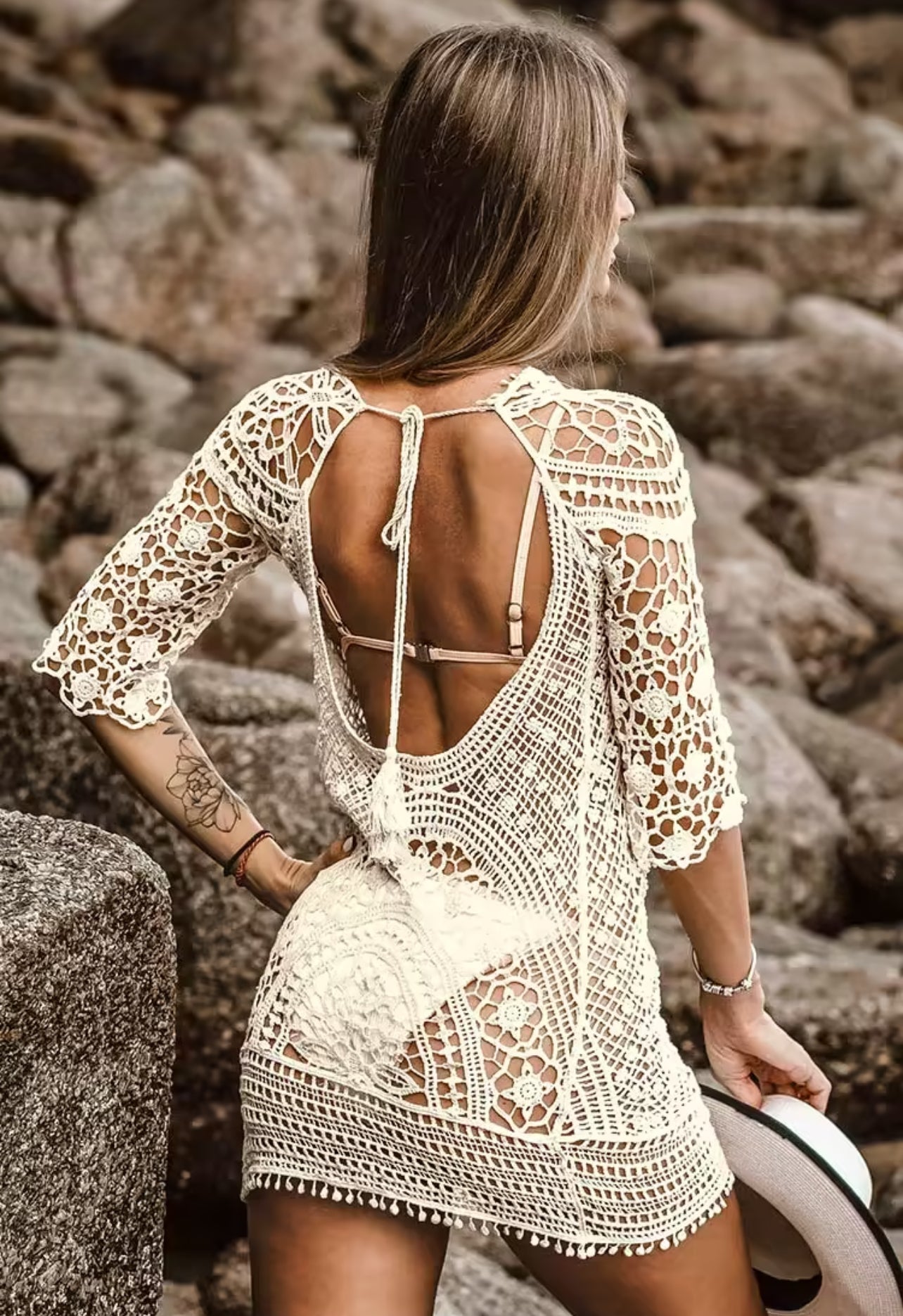 CUPSHE Boho Hollow-Out Cover Up Size Large