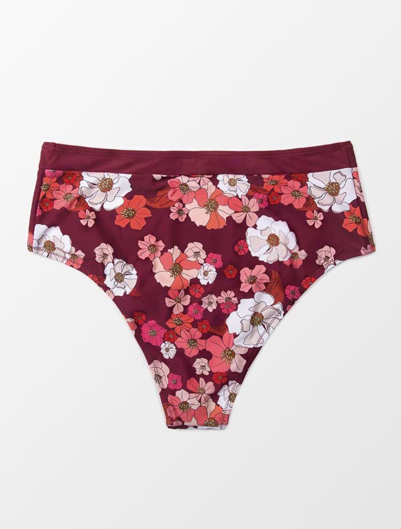 Women’s Plus Size Floral Print High Waisted Bikini Bottoms