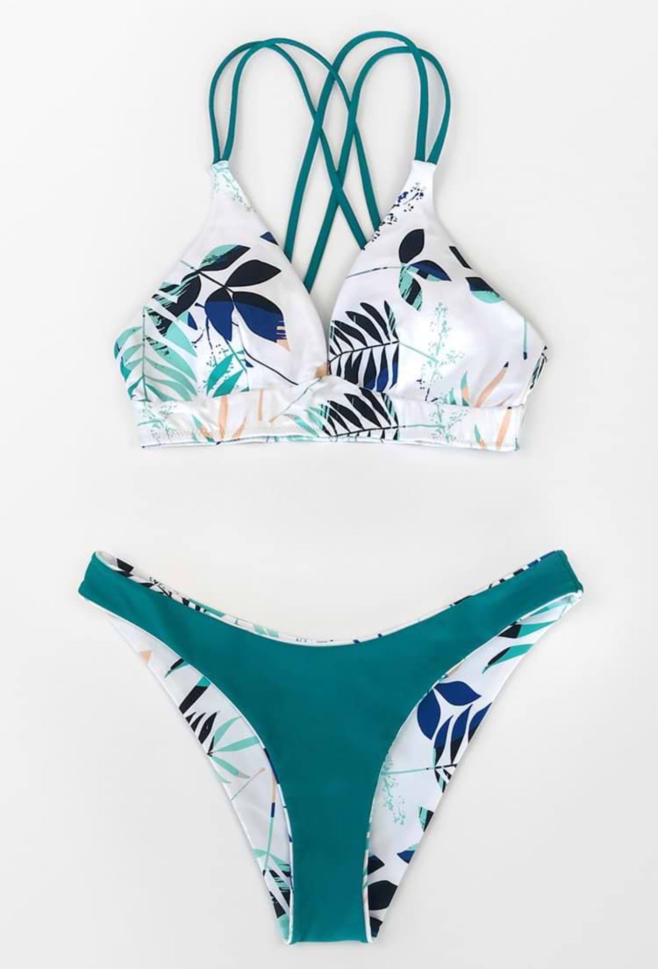 CUPSHE Leafy Strappy Reversible Bikini