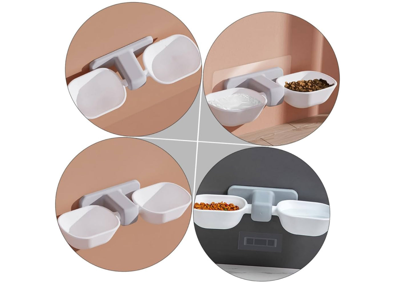 2-in-1 Cat Feeders Water Bowl Elevated Cat Bowls Auto Water Dispenser Multi-Function Pet Feeders Wall-Mounted Pet Feeding Station