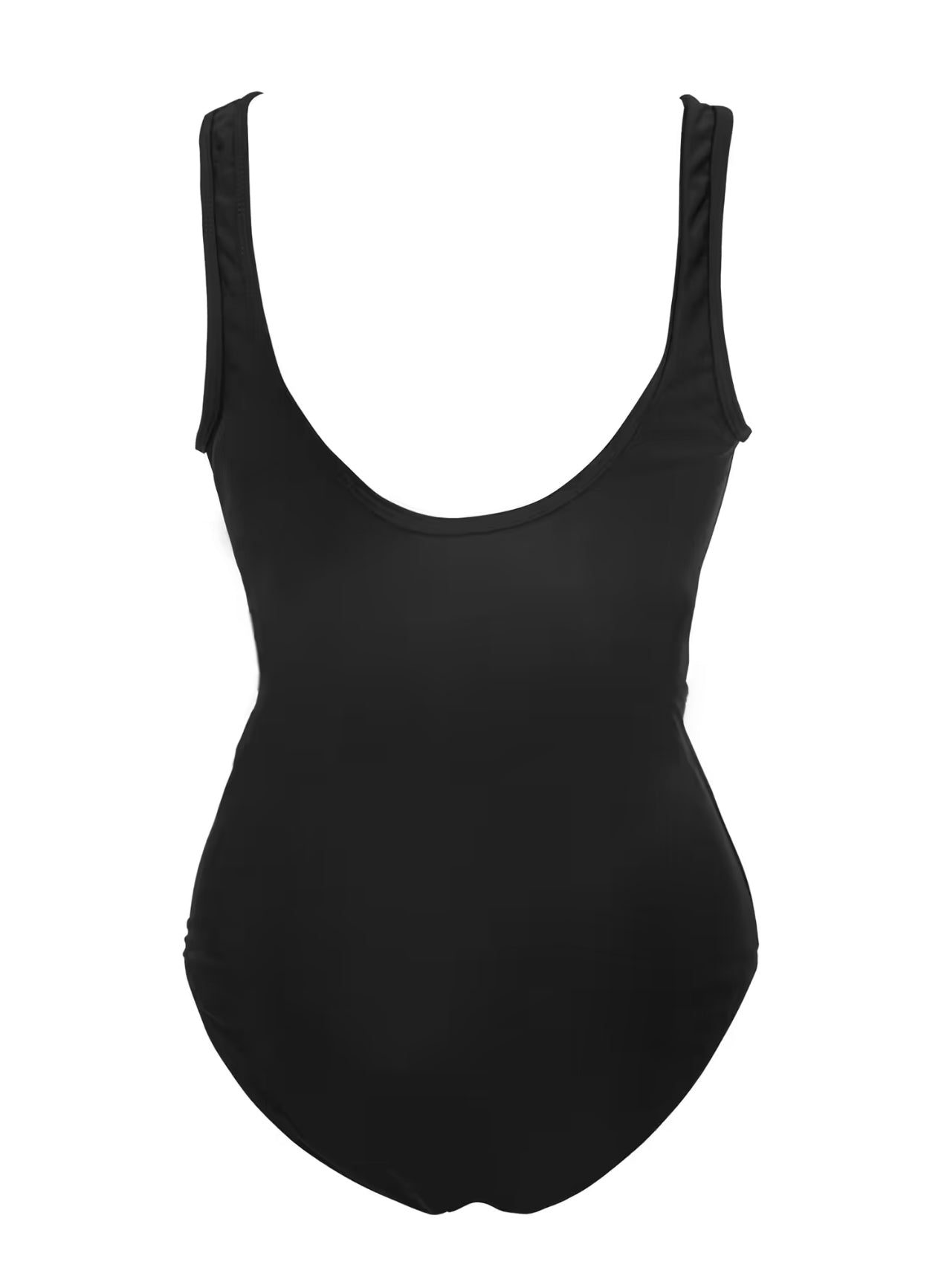 CUPSHE Solid Black V-Neck One Piece Swimsuit