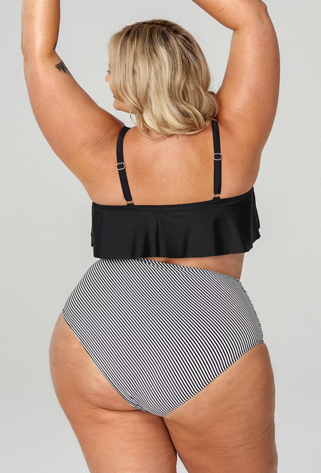 CUPSHE Ruffle Plus Size Bikini With High Waisted Bottom
