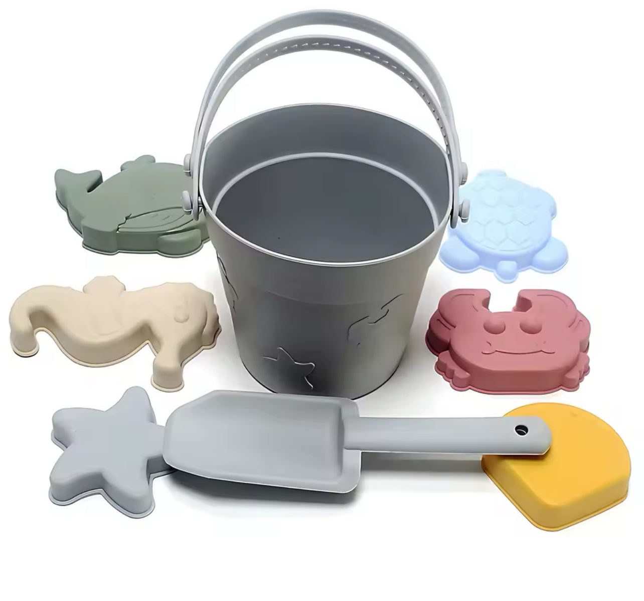 Children's toys beach bucket shovel Ocean Series bucket play water parent-child sand digging silicone beach toys set