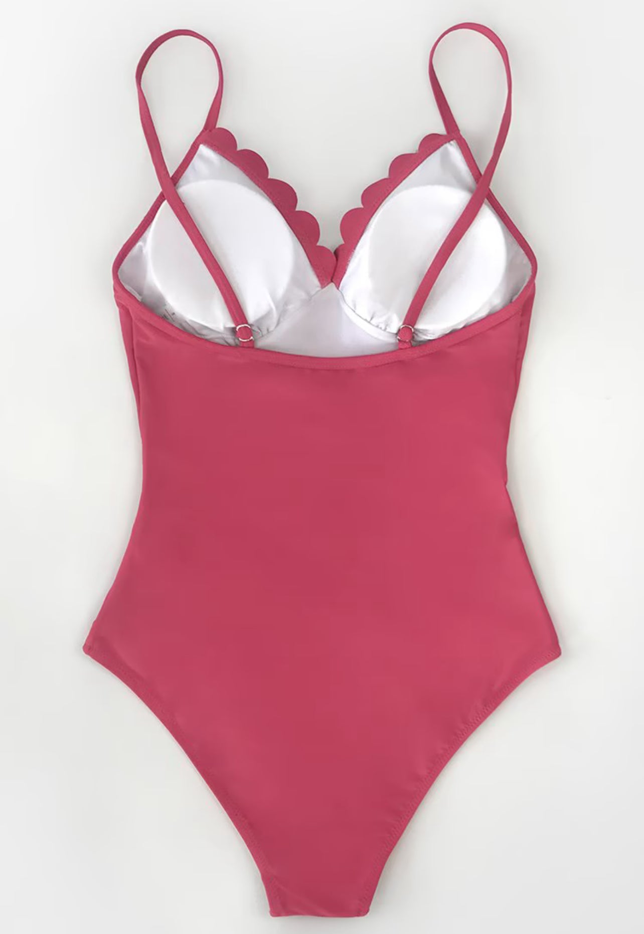 CUPSHE Women’s Dark Coral Scallop Trimmed Tummy Control One Piece Swimsuit