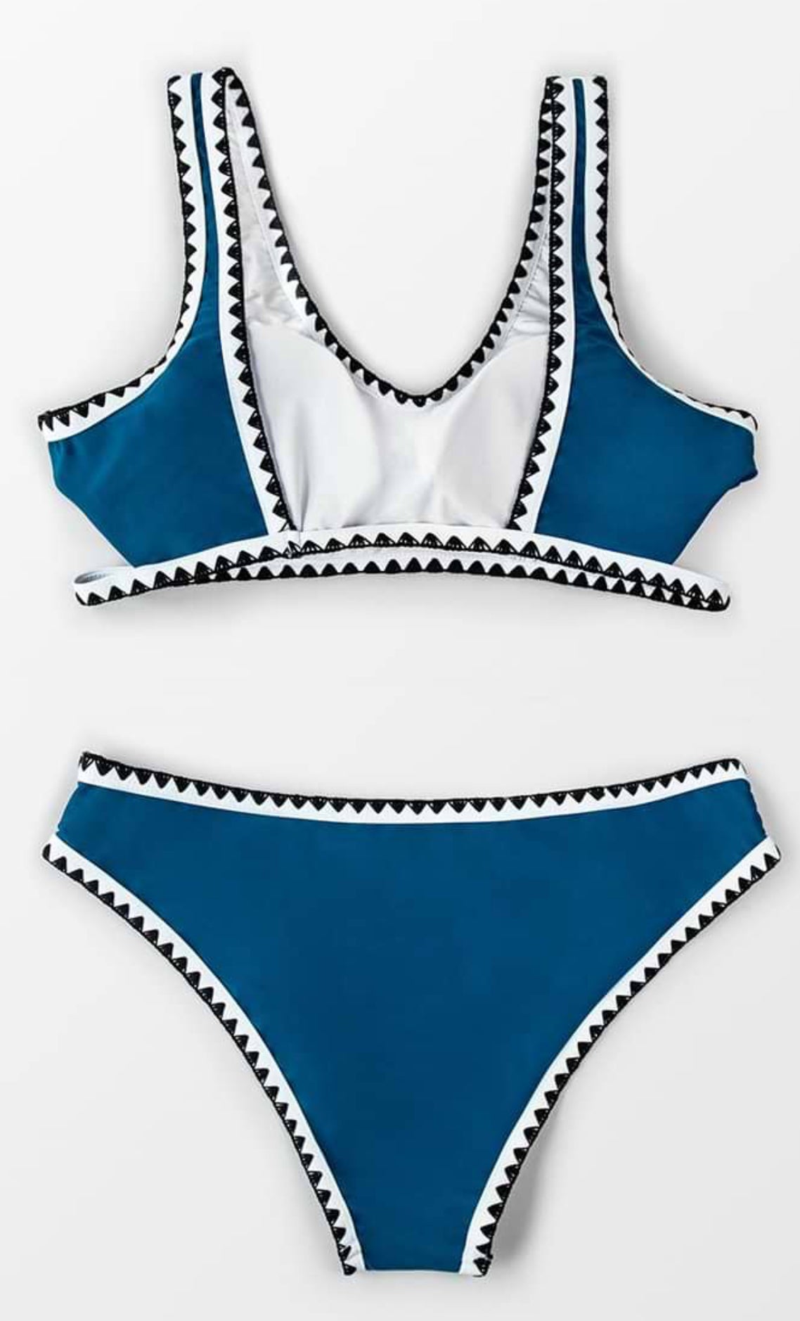 CUPSHE Women’s Sporty Blue and Black Crochet Bikini
