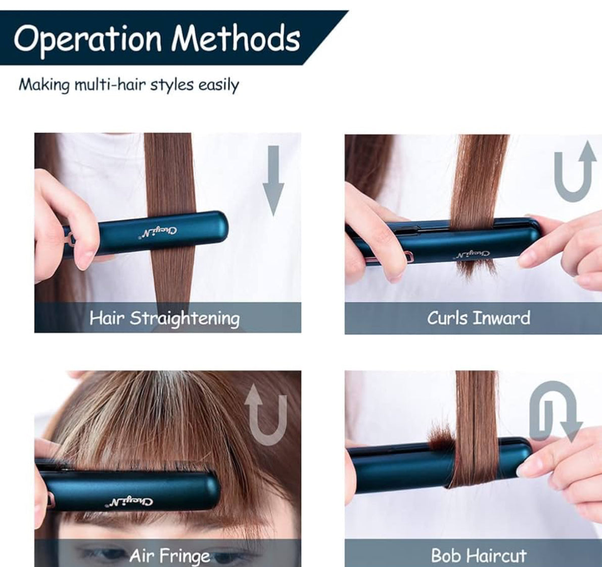 CkeyiN Mini Hair Straightener, Tourmaline Ceramic Flat Iron 30s Fast Even Heating Straightening Iron, Anti Static Hair Iron Create Shiny Smooth Straight Hair