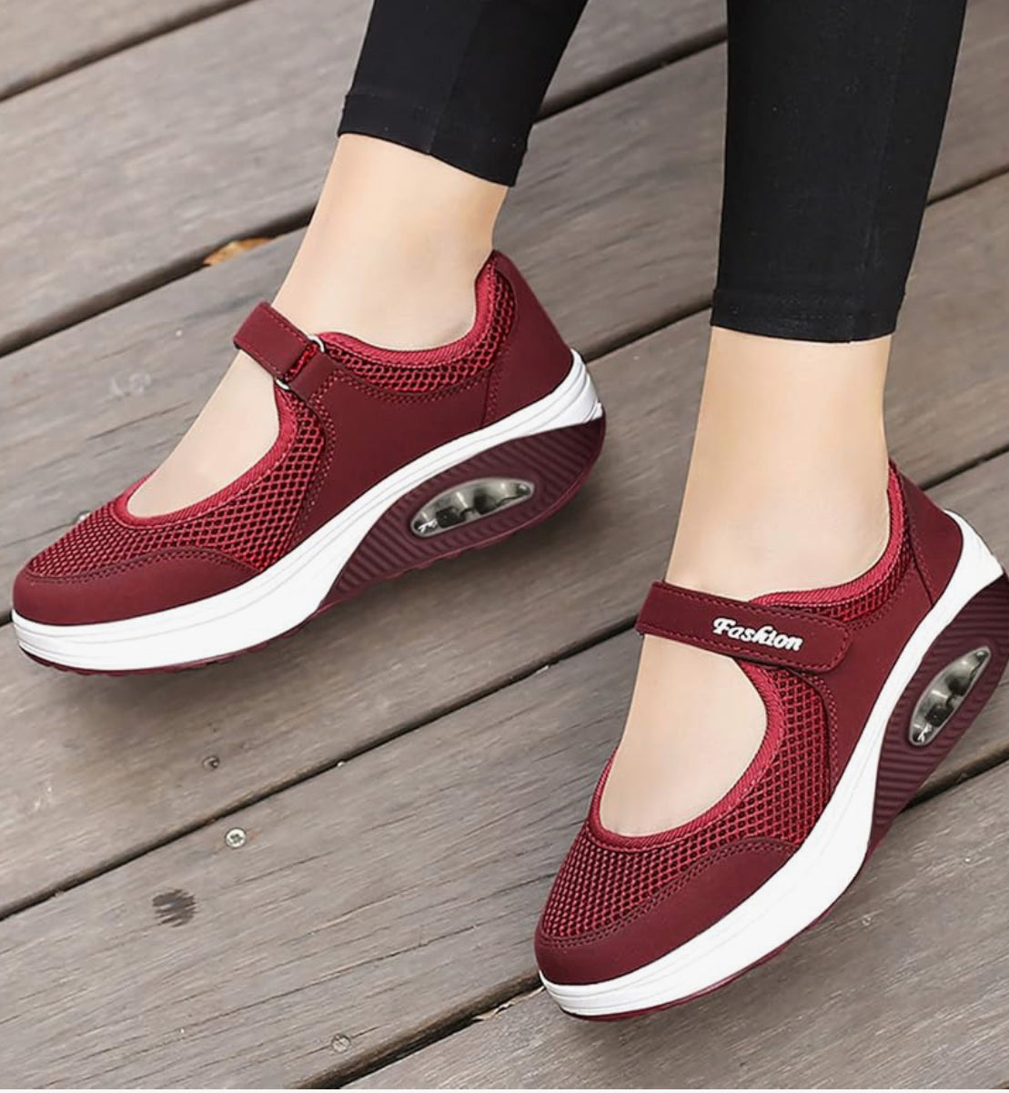 Walking Shoes for Women, Women's Air Cushion Slip-On Walking Sneakers Orthopedic Platform Shoes with Arch Support Size: 9