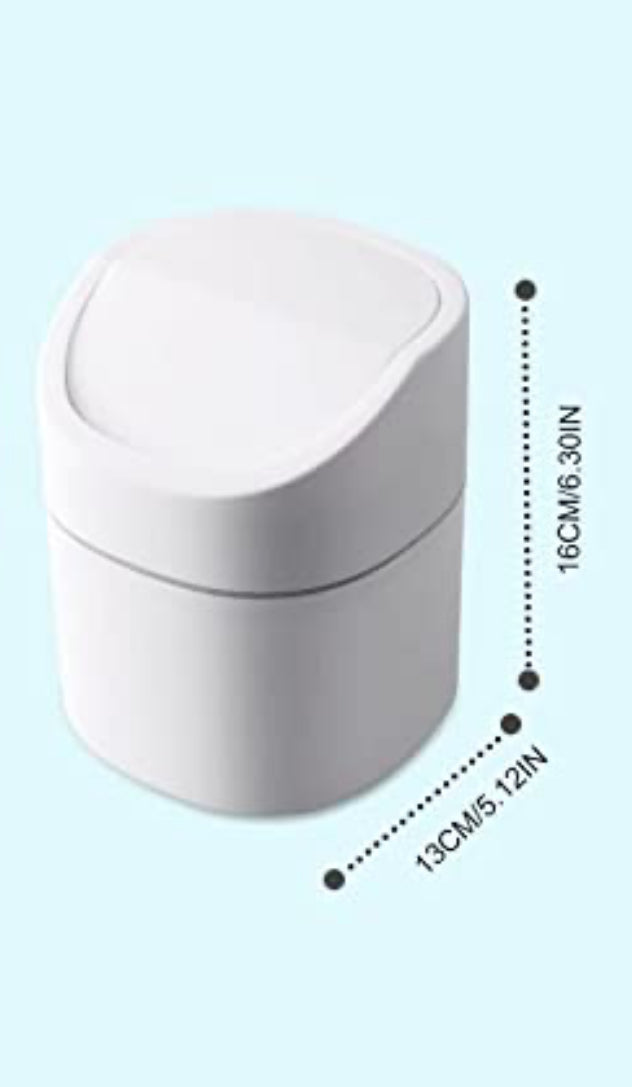 Make your space more tidy, tidy and sanitary Modern Plastic Mini Trash Can with Lid,2 Liter Small Desktop Waste Bin,Wastebasket for Bathroom Vanity,Tabletop Used in bathroom, bedroom, home office, dor