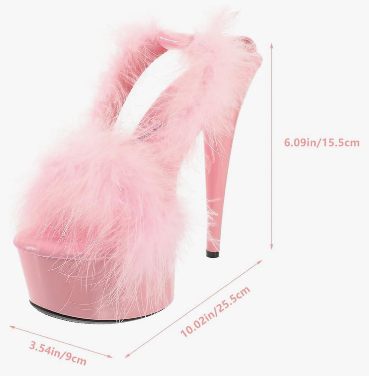 Super High Heel Fur Shoes Fluffy Platform Heels for Women Size: 8