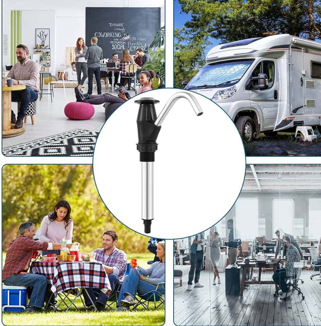 Water Bottle Pump Portable Drinking Water Pump Sink Water Hand Pump Manual Water Bottle Dispenser for Trailer Motorhome Caravan Outdoors Camping Home Kitchen Office Bar Restaurant (Black)