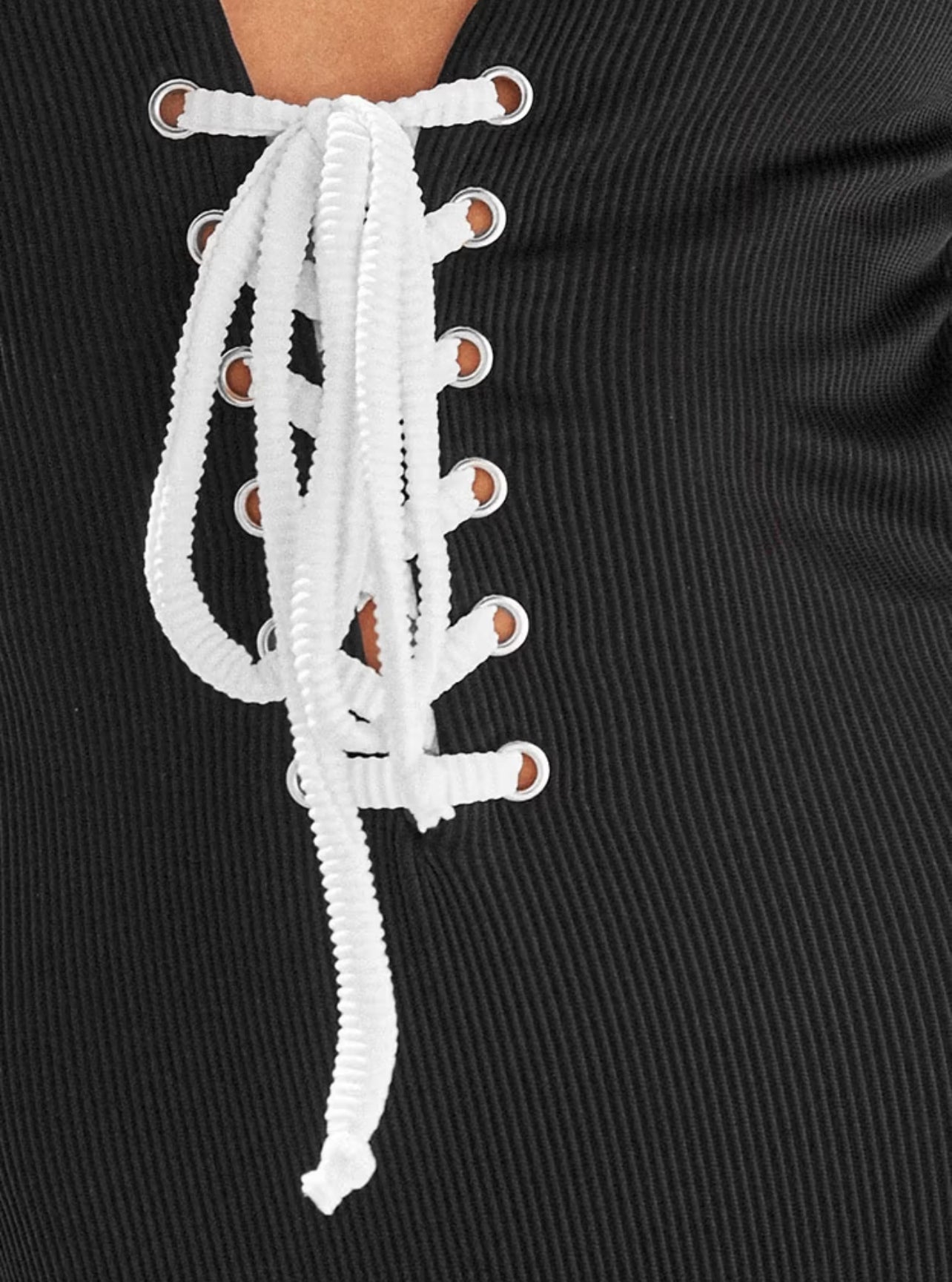 CUPSHE Crossed swimsuit with lace-up front in black