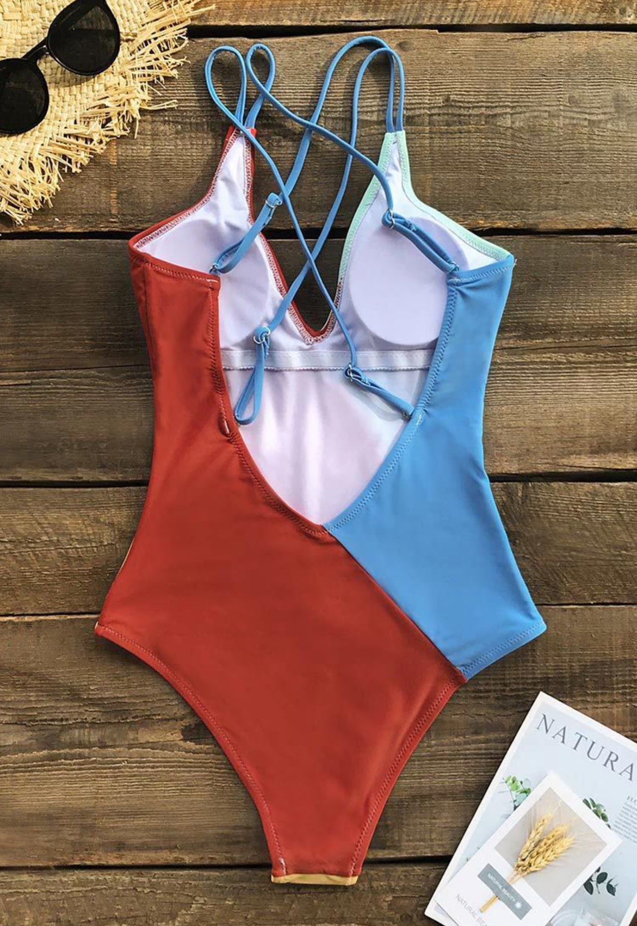 CUPSHE Colorblocked V-Neck One Piece Swimsuit