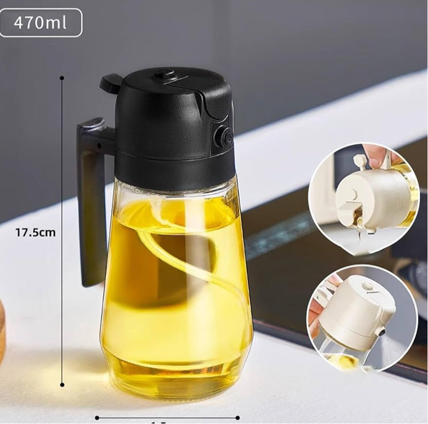 Oil Spray Bottle,Oil Spray Bottle, 2-in-1 Oil Dispenser And Vinegar Sprayer, 2024 New Leakproof Oil Dispenser For Kitchen, Glass Oil Bottle For Cooking Baking Roasting Grilling Salad (Color : Black)