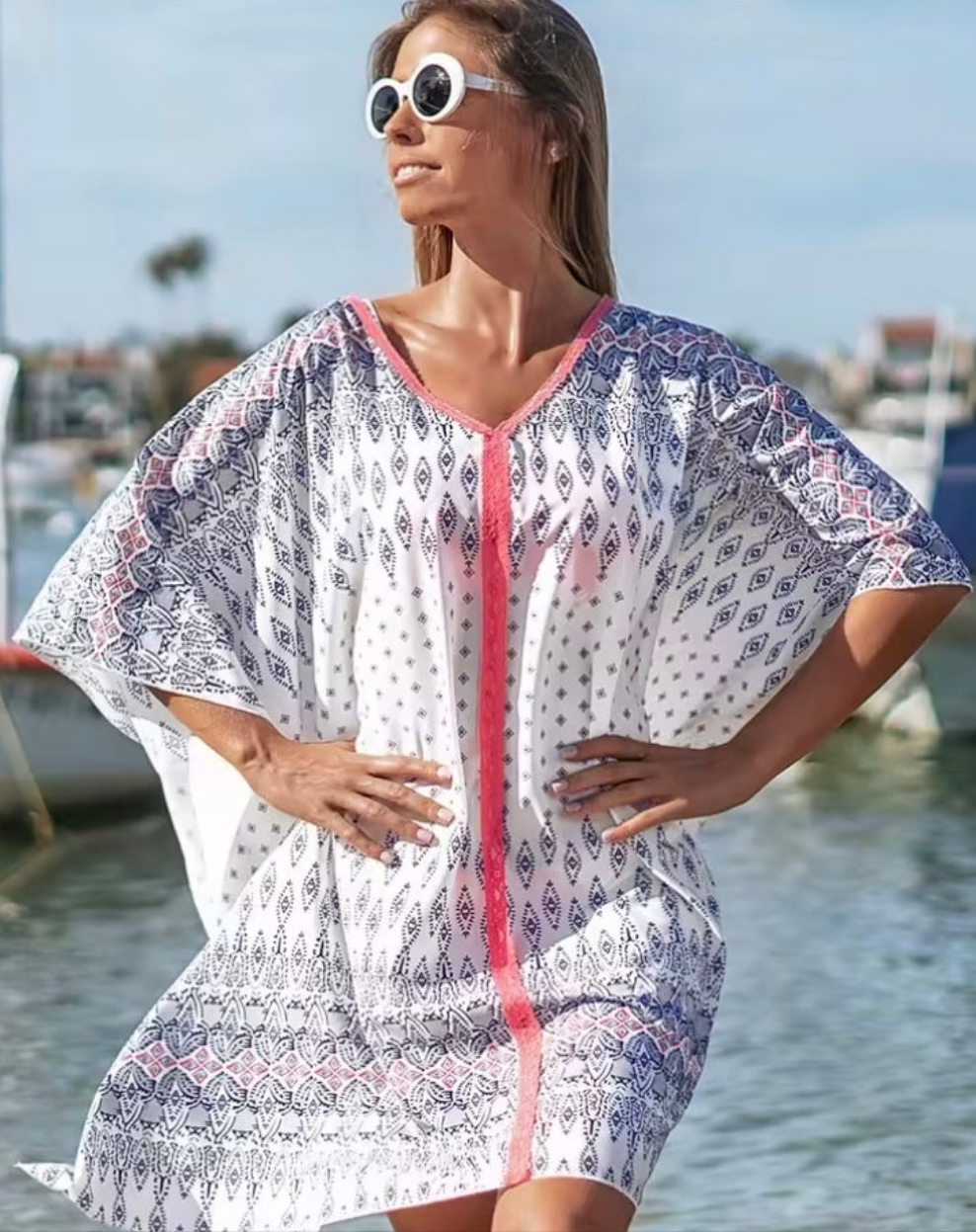 Cupshe purple and pink knee length beach cover up