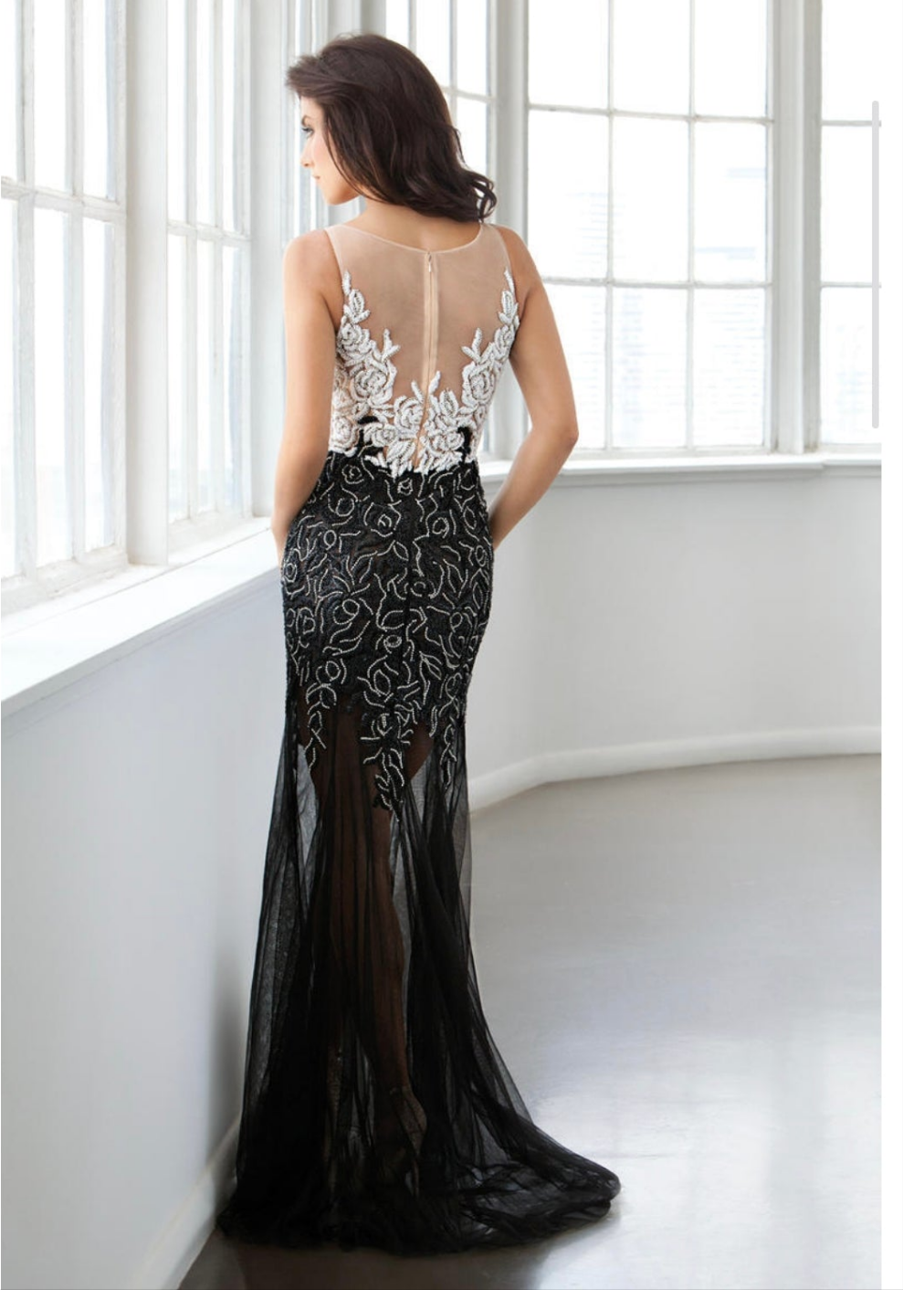 Eleni Elias elegant formal evening gala dress in black and white