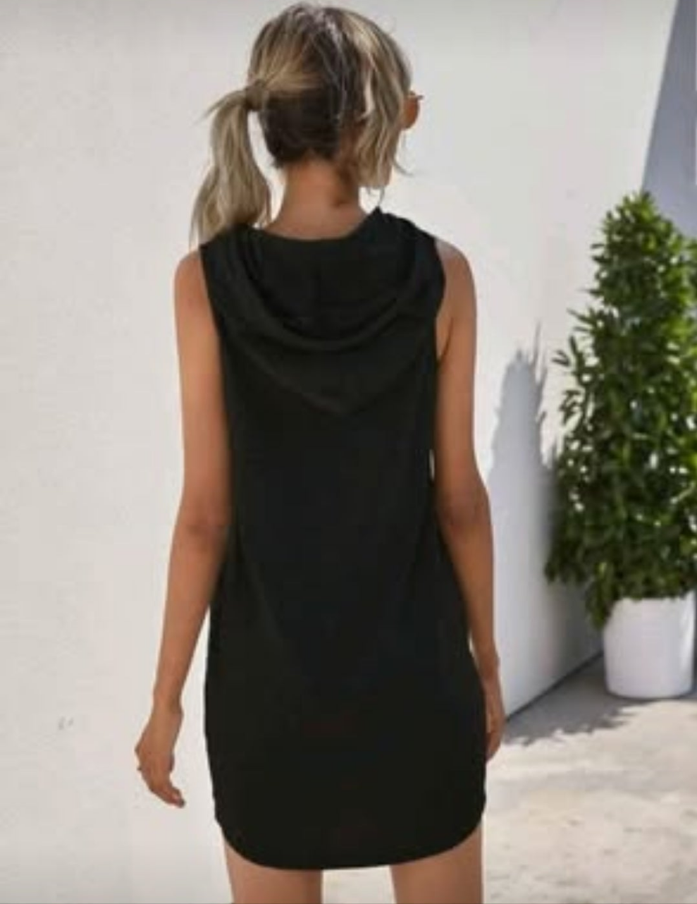 Womens black hooded tank shirt summer dress