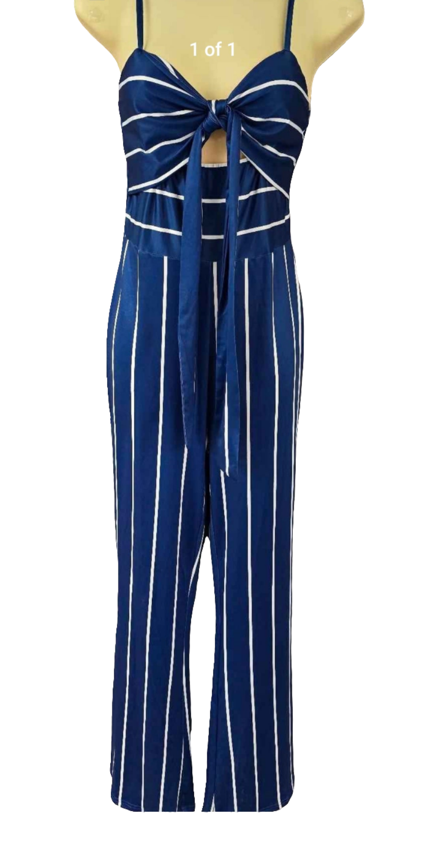 Womens navy stripe jumpsuit