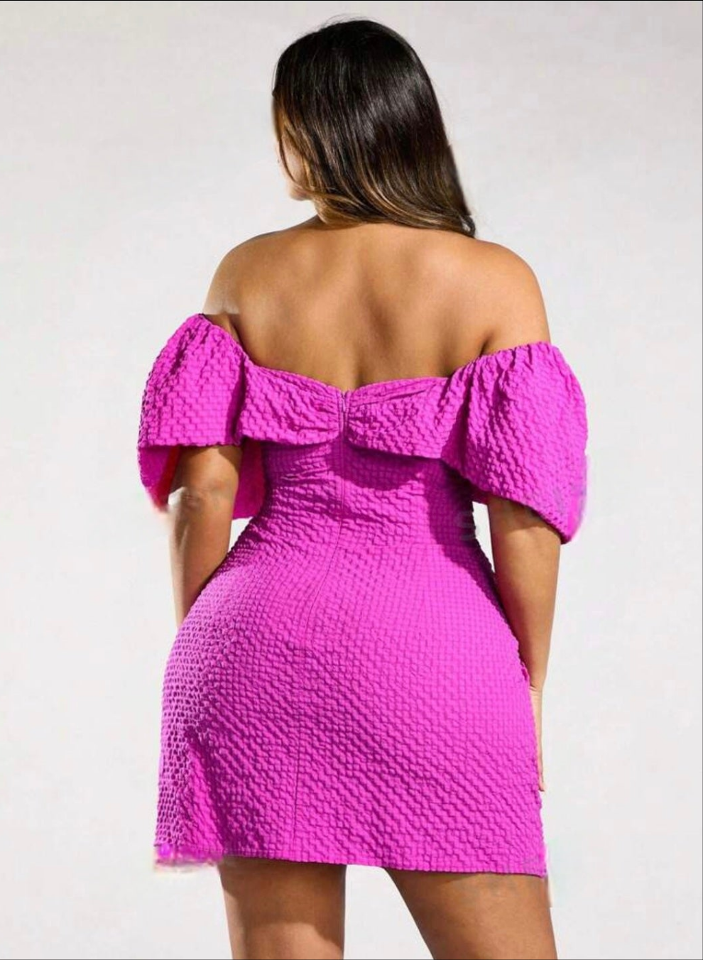 Womens offshoulder hot pink summer dress