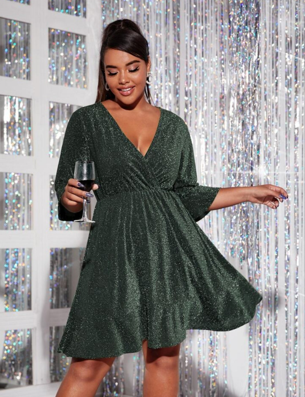 Womens plus side sparkly cocktail dress