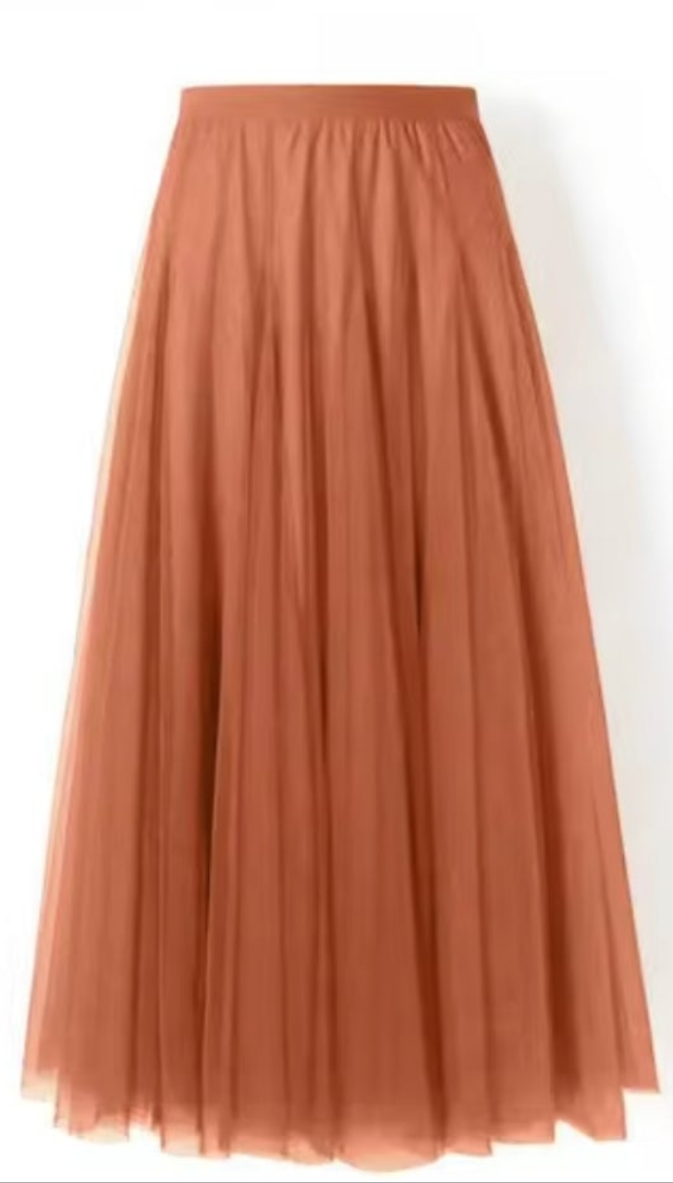 Womens brown tulle midi skirt