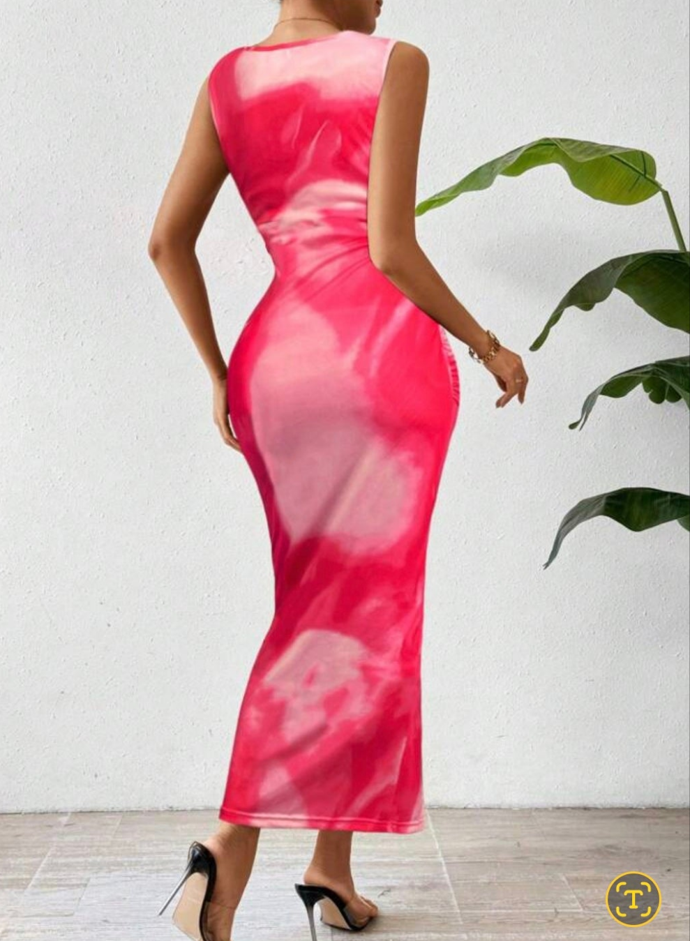 Womens pink tye dye midi summer dress