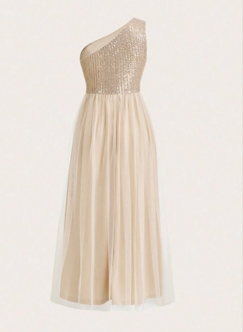 Womens gold sequin one shoulder tulle formal evening dress