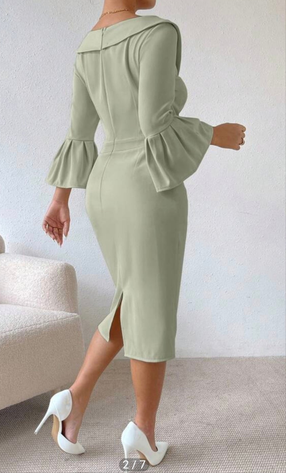 Womens elegant green stretchy cocktail/ business attire dress