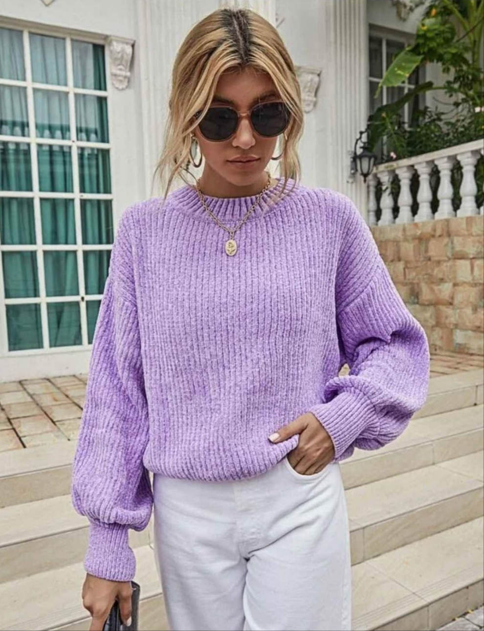 Womens soft lavender knit sweater